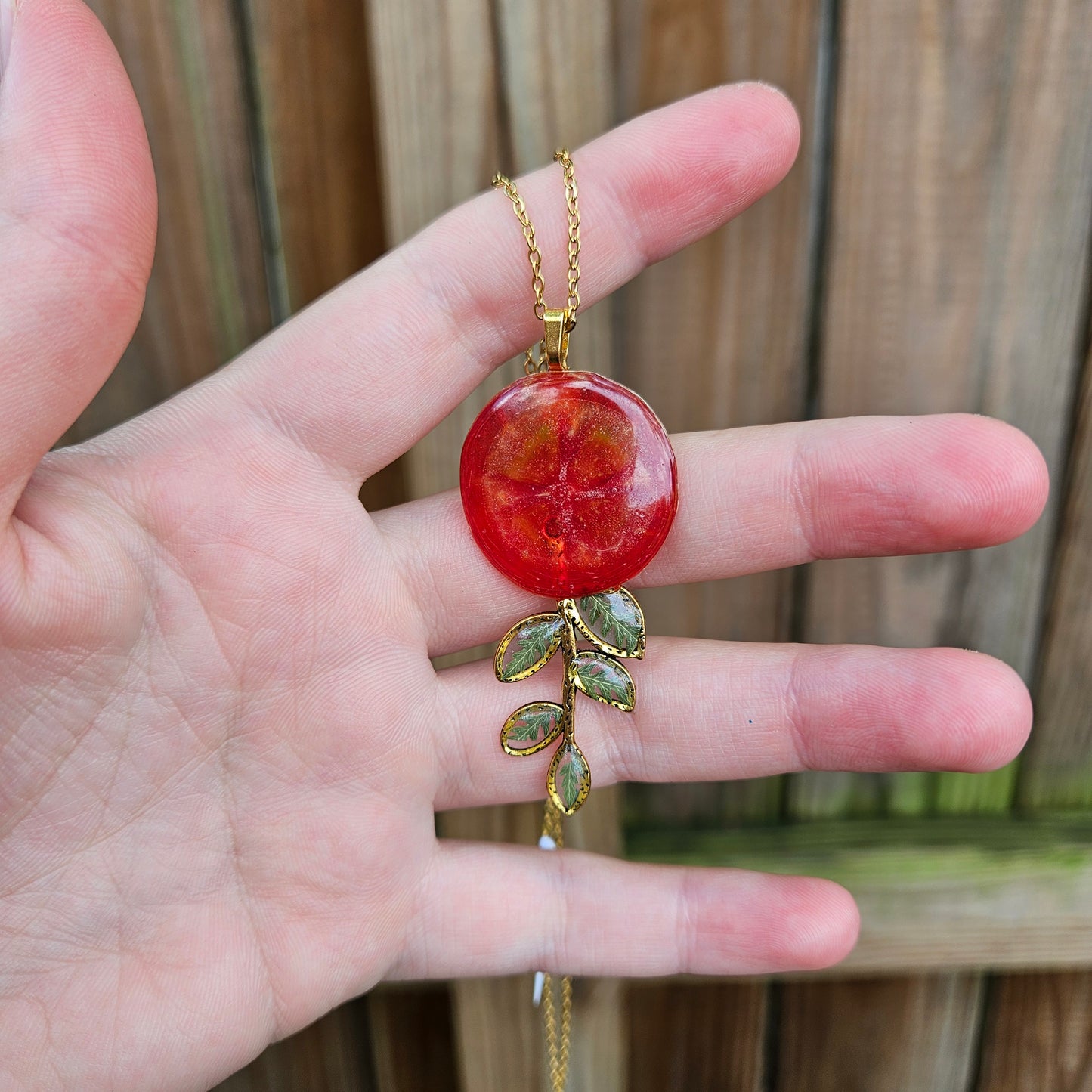Tomato and Fern Necklace