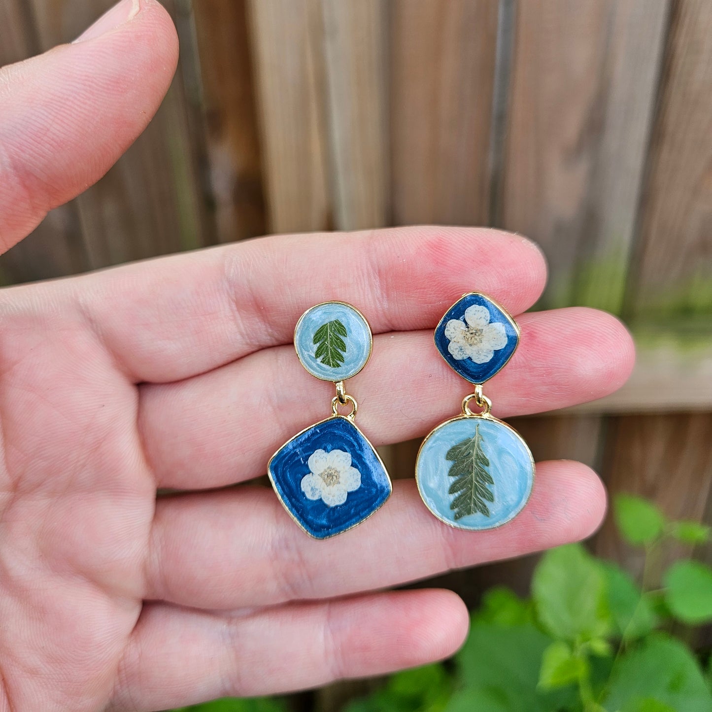 Cherry blossom and Fern Earrings