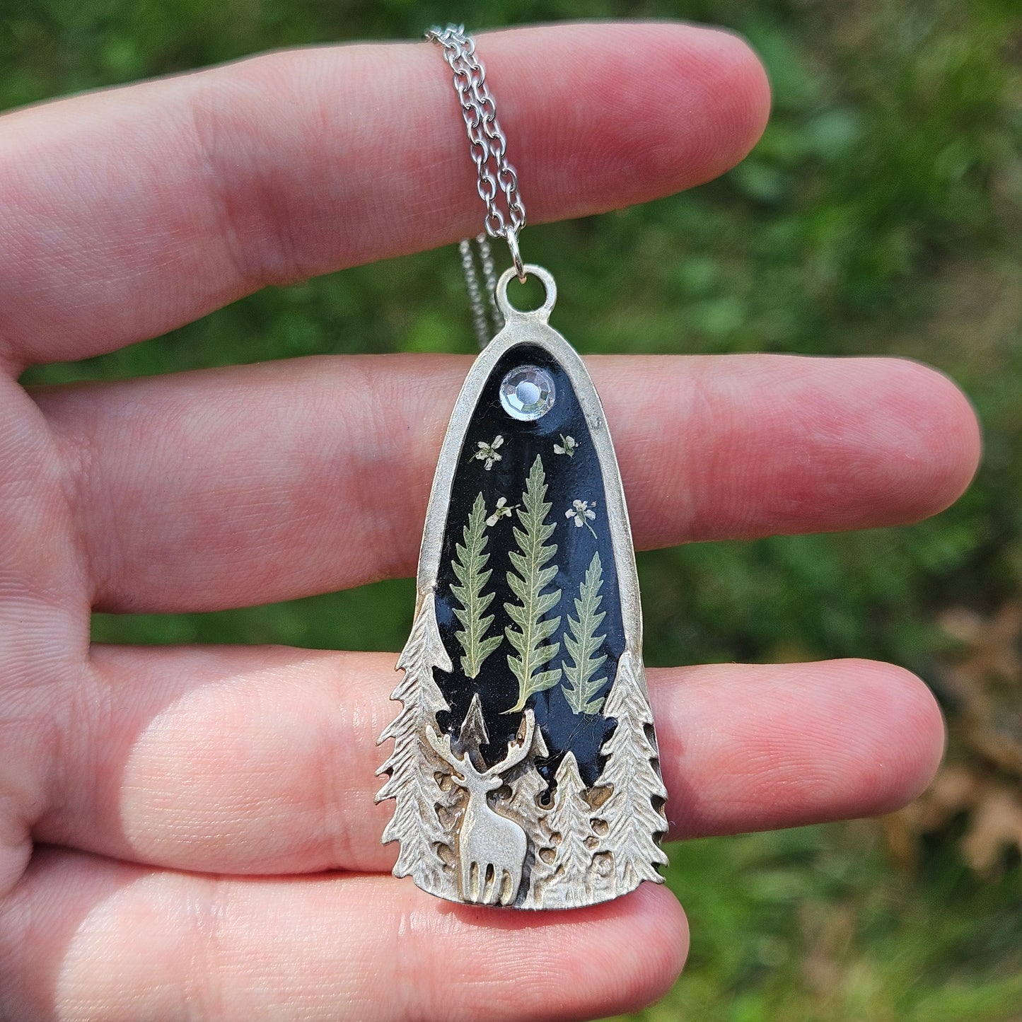 Fern Forest Deer Necklace