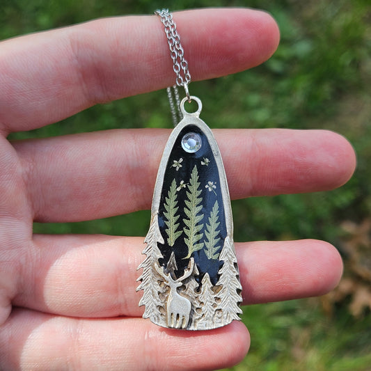 Fern Forest Deer Necklace