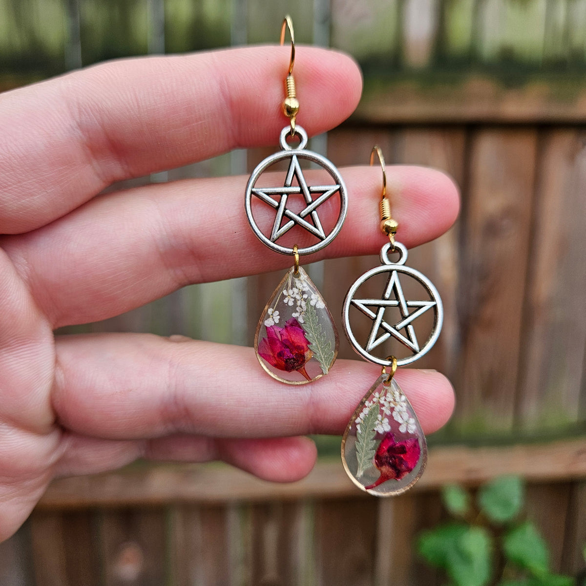 Pagan Star Floral Earrings